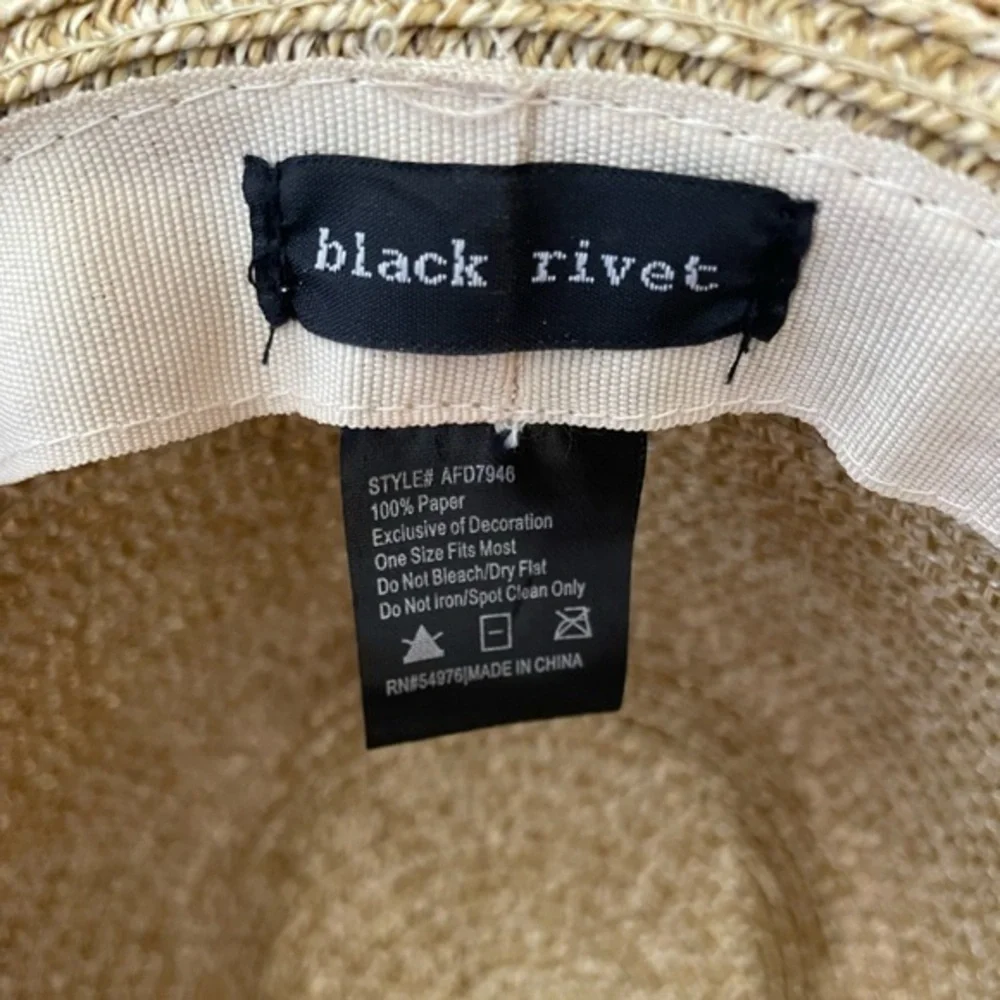Black Rivet Women’s Woven Fedora Derby Hat Floral Trim Western Boho‎